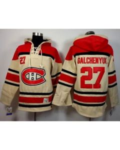 Canadiens #27 Alex Galchenyuk Cream Sawyer Hooded Sweatshirt Stitched NHL Jersey