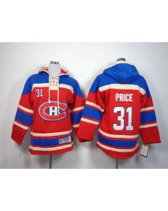 Canadiens #31 Carey Price Red Sawyer Hooded Sweatshirt Stitched Youth NHL Jersey