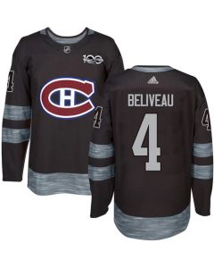 Canadiens #4 Jean Beliveau Black 1917-2017 100th Anniversary Stitched NHL Jersey