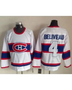Canadiens #4 Jean Beliveau White CCM Throwback Stitched NHL Jersey