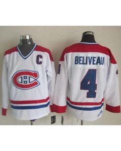 Canadiens #4 Jean Beliveau White CH-CCM Throwback Stitched NHL Jersey