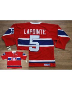 Canadiens #5 Guy Lapointe Stitched Red CH CCM Throwback NHL Jersey