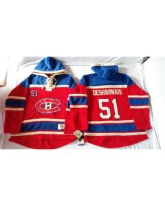 Canadiens #51 David Desharnais Red Sawyer Hooded Sweatshirt Stitched NHL Jersey