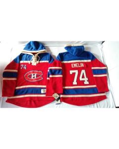 Canadiens #74 Alexei Emelin Red Sawyer Hooded Sweatshirt Stitched NHL Jersey