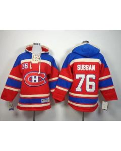 Canadiens #76 P.K Subban Red Sawyer Hooded Sweatshirt Stitched Youth NHL Jersey
