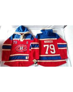 Canadiens #79 Andrei Markov Red Sawyer Hooded Sweatshirt Stitched NHL Jersey