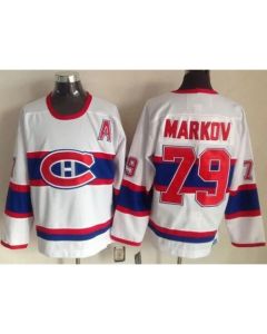Canadiens #79 Andrei Markov White CCM Throwback Stitched NHL Jersey