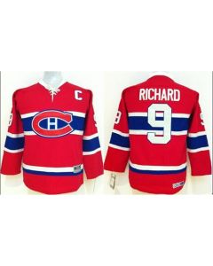 Canadiens #9 Maurice Richard Red CCM Throwback Stitched Youth NHL Jersey