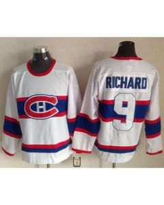 Canadiens #9 Maurice Richard White CCM Throwback Stitched NHL Jersey