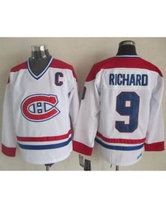 Canadiens #9 Maurice Richard White CH-CCM Throwback Stitched NHL Jersey