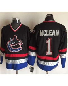 Canucks #1 Kirk Mclean Black/Blue CCM Throwback Stitched NHL Jersey