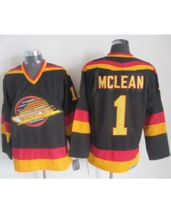 Canucks #1 Kirk Mclean Black/Gold CCM Throwback Stitched NHL Jersey