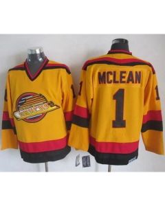 Canucks #1 Kirk Mclean Gold CCM Throwback Stitched NHL Jersey