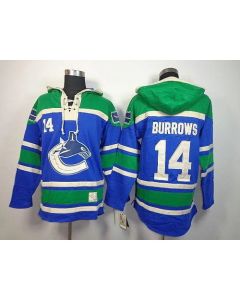Canucks #14 Alex Burrows Blue Sawyer Hooded Sweatshirt Stitched NHL Jersey