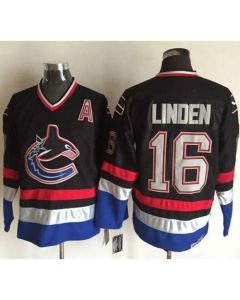 Canucks #16 Trevor Linden Black/Blue CCM Throwback Stitched NHL Jersey