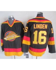 Canucks #16 Trevor Linden Black/Gold CCM Throwback Stitched NHL Jersey