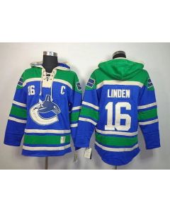 Canucks #16 Trevor Linden Blue Sawyer Hooded Sweatshirt Stitched NHL Jersey