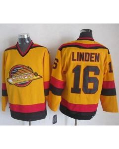 Canucks #16 Trevor Linden Gold CCM Throwback Stitched NHL Jersey
