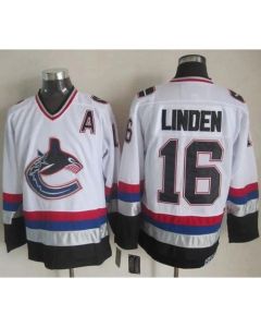 Canucks #16 Trevor Linden White/Black CCM Throwback Stitched NHL Jersey