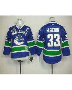 Canucks 2011 Stanley Cup Finals #33 Henrik Sedin Blue Youth Stitched NHL Jersey