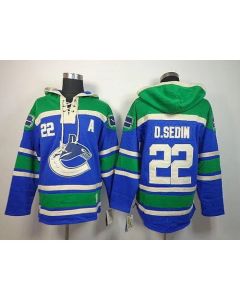 Canucks #22 Daniel Sedin Blue Sawyer Hooded Sweatshirt Stitched NHL Jersey
