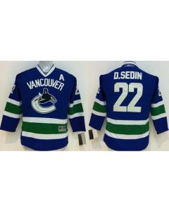 Canucks #22 Daniel Sedin Blue Stitched Youth NHL Jersey