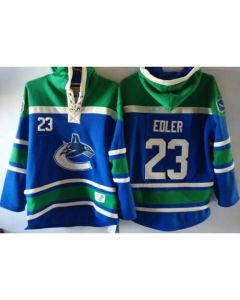 Canucks #23 Alexander Edler Blue Sawyer Hooded Sweatshirt Stitched NHL Jersey
