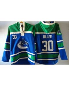 Canucks #30 Ryan Miller Blue Sawyer Hooded Sweatshirt Stitched NHL Jersey