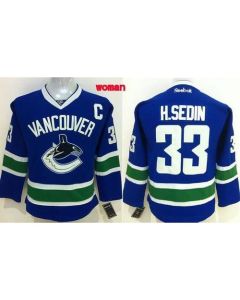 Canucks #33 Henrik Sedin Blue Home Women's Stitched NHL Jersey