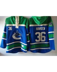Canucks #36 Jannik Hansen Blue Sawyer Hooded Sweatshirt Stitched NHL Jersey