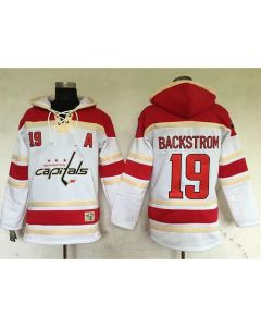Capitals #19 Nicklas Backstrom White Sawyer Hooded Sweatshirt Stitched NHL Jersey