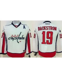 Capitals #19 Nicklas Backstrom White Stitched Youth NHL Jersey