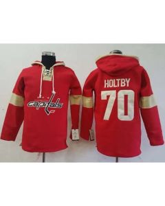 Capitals #70 Braden Holtby Red Pullover Hoodie Stitched NHL Jersey