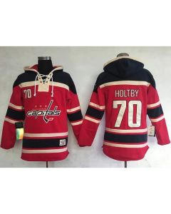 Capitals #70 Braden Holtby Red Sawyer Hooded Sweatshirt Stitched NHL Jersey