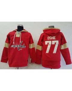 Capitals #77 T.J Oshie Red Pullover Hoodie Stitched NHL Jersey