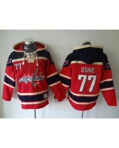 Capitals #77 T.J Oshie Red Sawyer Hooded Sweatshirt Stitched NHL Jersey
