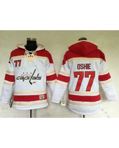 Capitals #77 T.J Oshie White Sawyer Hooded Sweatshirt Stitched NHL Jersey