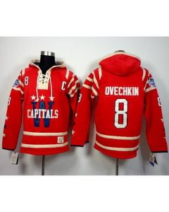 Capitals #8 Alex Ovechkin 2015 Winter Classic Red Sawyer Hooded Sweatshirt Stitched NHL Jersey