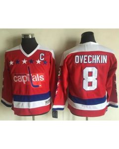Capitals #8 Alex Ovechkin Red CCM Throwback Stitched Youth NHL Jersey