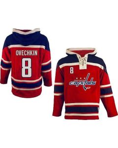 Capitals #8 Alex Ovechkin Red Sawyer Hooded Sweatshirt Stitched NHL Jersey