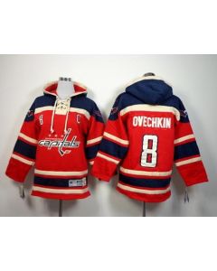 Capitals #8 Alex Ovechkin Red Sawyer Hooded Sweatshirt Stitched Youth NHL Jersey