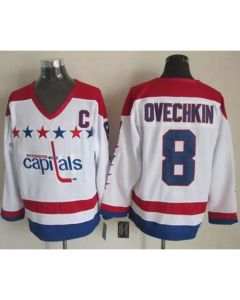 Capitals #8 Alex Ovechkin White CCM Throwback Stitched NHL Jersey