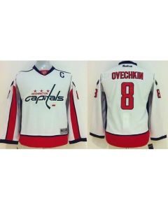 Capitals #8 Alex Ovechkin White Stitched Youth NHL Jersey