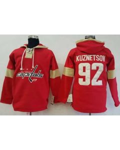 Capitals #92 Evgeny Kuznetsov Red Pullover Hoodie Stitched NHL Jersey