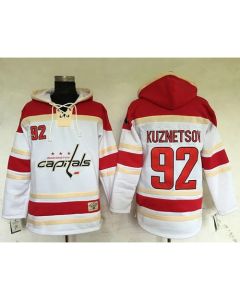 Capitals #92 Evgeny Kuznetsov White Sawyer Hooded Sweatshirt Stitched NHL Jersey