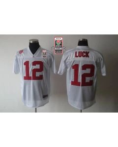 Cardinal #12 Andrew Luck White 2014 Rose Bowl Patch Stitched NCAA Jersey