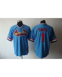 Cardinals #1 Ozzie Smith Blue Cooperstown Throwback Stitched MLB Jersey