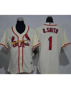 Cardinals #1 Ozzie Smith Cream Alternate Women's Stitched MLB Jersey