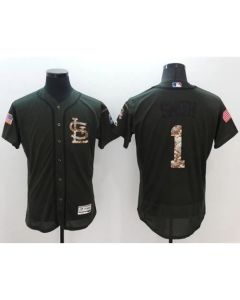 Cardinals #1 Ozzie Smith Green Flexbase Authentic Collection Salute to Service Stitched MLB Jersey