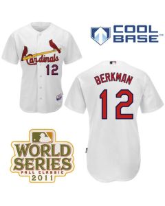 Cardinals #12 Lance Berkman White Cool Base 2011 World Series Patch Stitched MLB Jersey